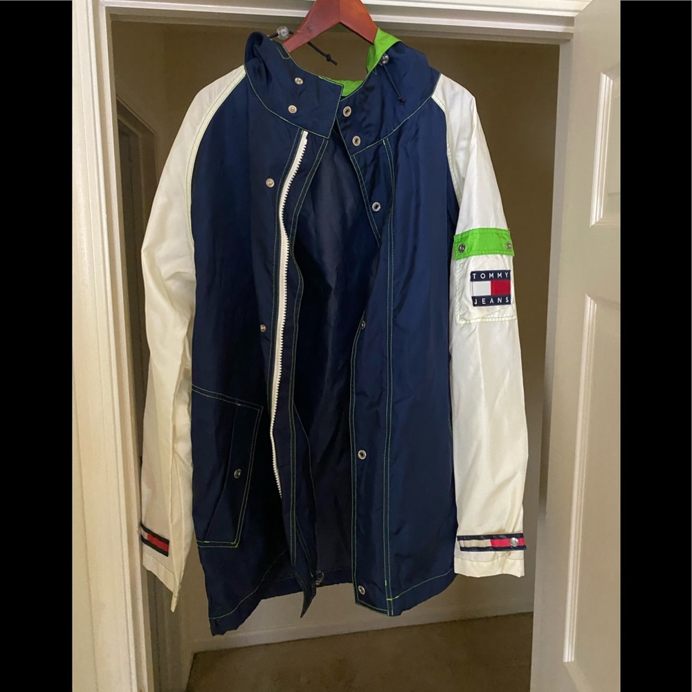 Vintage tommy jeans jacket hooded XL Hilfiger